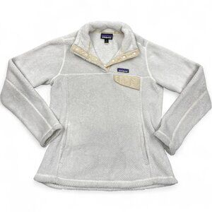 Patagonia Fleece Ivory White Button Collar Pullover Sweater Jacket Women's M